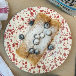 Cinnamon Oat Crêpes with Oat Custard and Blueberries