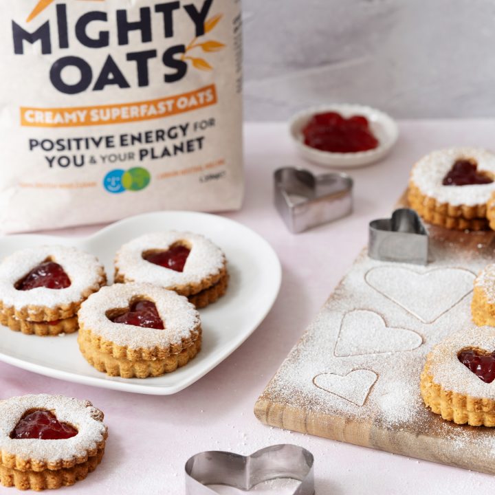 Raspberry Heart Linzer Cookies